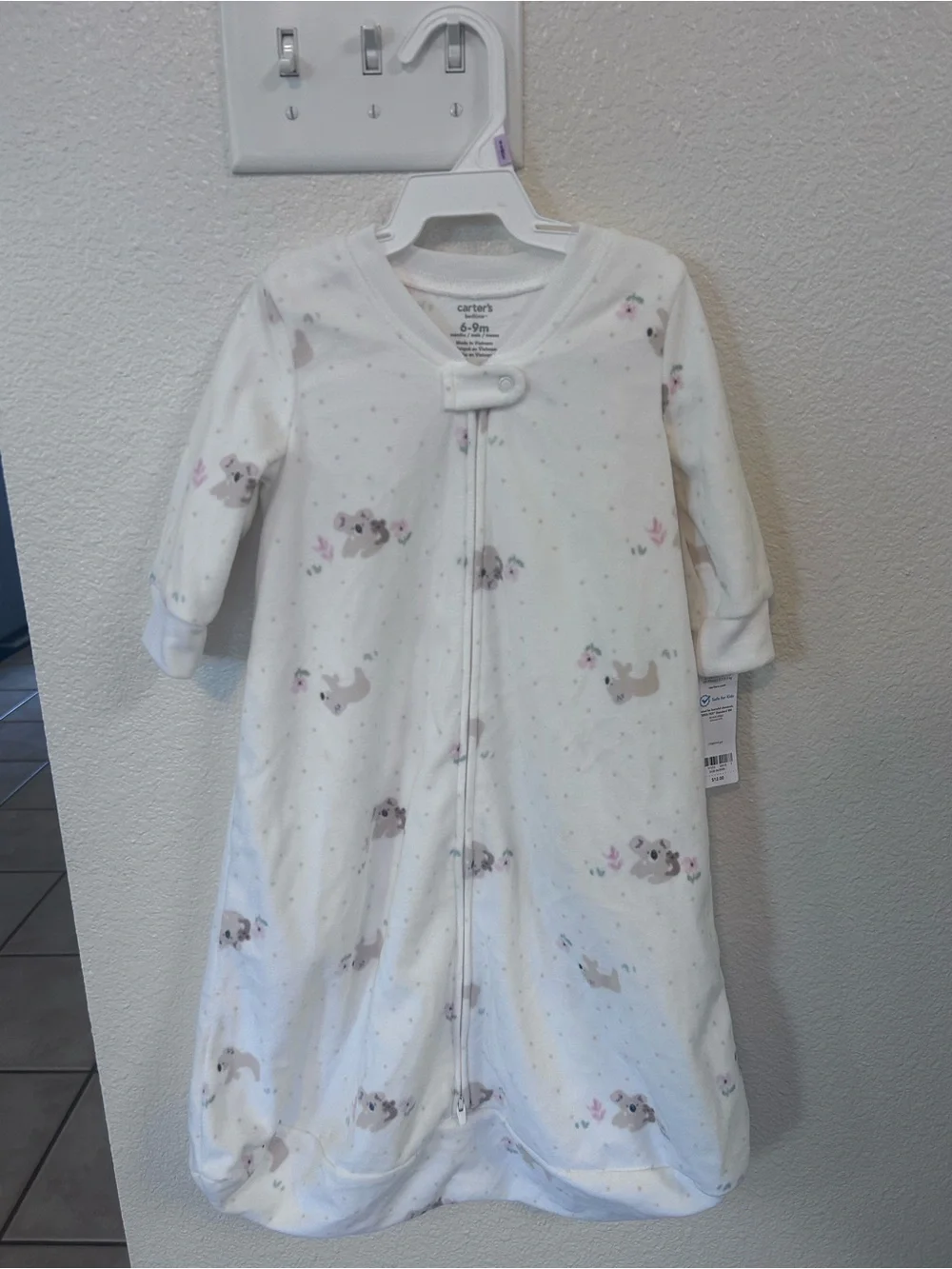 Carter's White Baby Sleep Sack Pajamas with Soft Koala Print
